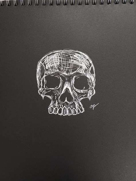 Skeleton Drawing On Black Paper, Skull Drawing On Black Paper, White On Black Paper Drawing, White Drawing On Black Paper Easy, Black Sketchbook Drawing Ideas, Black Sketchbook Ideas, Black Paper White Pen Drawing, Black Sketchbook Cover Ideas, White Pen Art On Black Paper