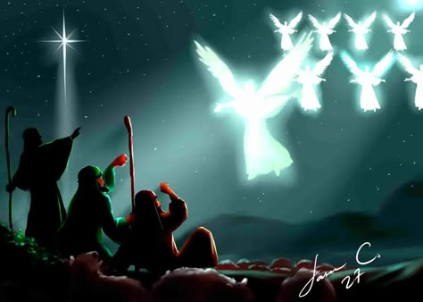 Shepherds And Angels, Islamic Image, Bible Verse Pictures, Bible Images, Bible Pictures, The Nativity, Islam Religion, Best Islamic Images, Biblical Art