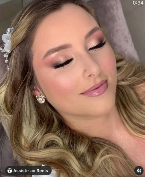 Civil Wedding Makeup, Mauve Makeup Look Dusty Rose, Wedding Eye Makeup For Bride, Soft Pink Bridal Makeup, Soft Bridesmaid Makeup, Make Leve, Glam Bride Makeup, Make Up Sposa, Wedding Makeup Blue