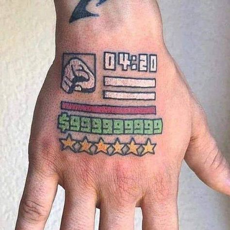 . . #gta #grandteftauto #gaming #tattoo Gta Tattoo, 90s Tattoos, Video Game Tattoo, Clever Tattoos, Greek Tattoos, Gaming Tattoo, Tatuaje A Color, Tattoo Style Drawings, Emotional Photography