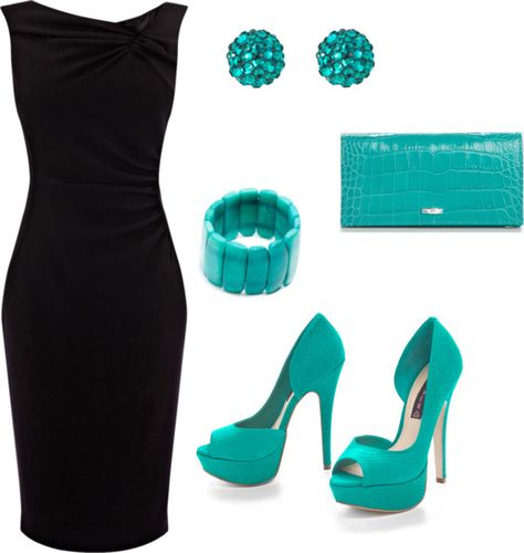 "Little Black Dress with Turquoise Accessories" by heat27 on Polyvore. One cannot beat a little black dress. Turquoise Accessories, Fashion 101, Looks Chic, Look Chic, Moda Fashion, Keds, Look Fashion, Shinee, Passion For Fashion