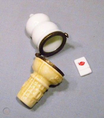 Dairy Queen Ice Cream Cone Frosty 1999 Mini Porcelain Trinket Box w/ Tiny Napkin | #778534345 Parmesan Crackers, Dairy Queen, Limoges Boxes, Dairy Farms, Miniature Figures, Cooking Art, Ice Cream Cone, Sweet Girls, Learn To Paint