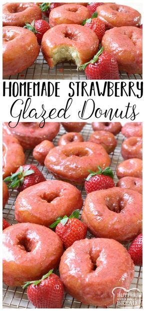 Fresh Strawberry Glaze, Resep Vegan, Homemade Donuts Recipe, Pumpkin Spice Donut, Glazed Donuts, Chocolate Glazed Donuts, Glazed Doughnuts, Strawberry Donuts, Strawberry Glaze