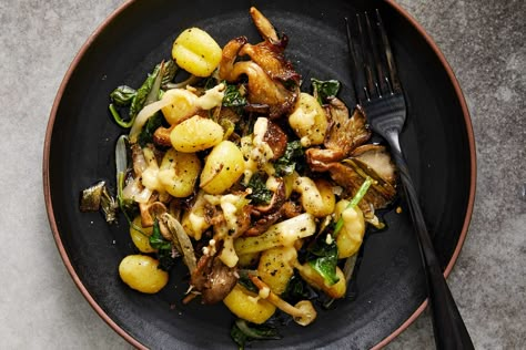 Sheet-Pan Gnocchi With Mushrooms and Spinach Recipe Gnocchi With Mushrooms And Spinach, Vegetarian Easter Recipes, Gnocchi With Mushrooms, Sheet Pan Gnocchi, Mushrooms And Spinach, New York Times Cooking, Spinach Recipe, Lentil Pasta, Whole Roasted Cauliflower