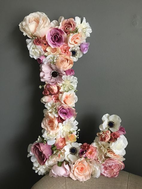 Letter Filled With Flowers, Letter L With Flowers, Engagement Party Decorations, Flower Letters, Floral Letters, Bear Wallpaper, Future Wedding Plans, Block Lettering, Custom Creations