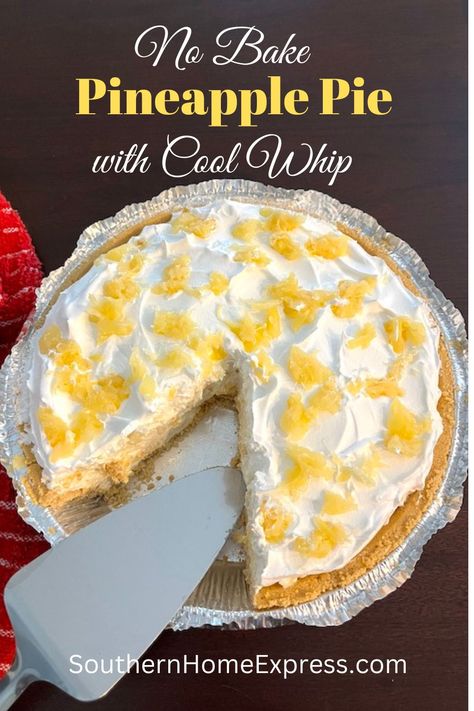 No Bake Pineapple Pie, Pineapple Pie Recipe, Cool Whip Pies, Recipes With Cool Whip, Cool Whip Desserts, Pineapple Pie, No Bake Summer Desserts, Pineapple Dessert Recipes, Homemade Graham Cracker Crust