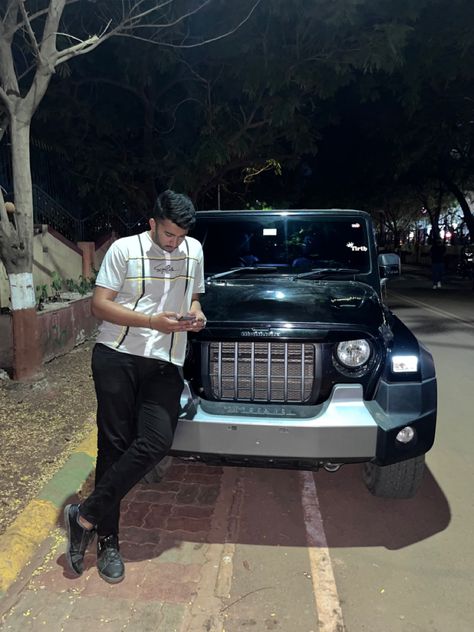 Aesthetic male pic at night with mahindra thar Thar Photoshoot, Mens Photoshoot, Mahindra Thar, Mens Photoshoot Poses, Boy Images, Couples Poses, Beautiful Images Nature, Fancy Dress Design, Married Men