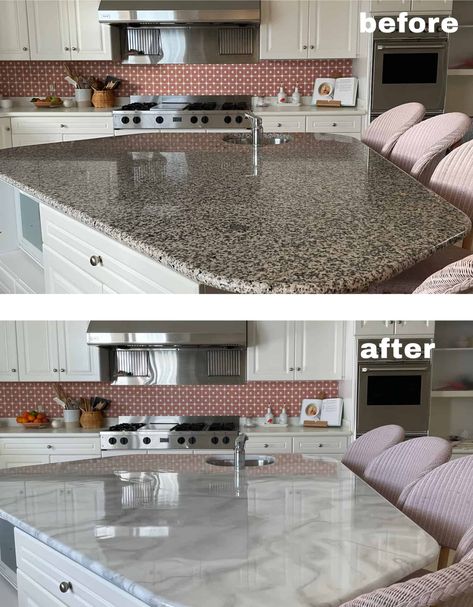 Painted Quartz Countertops, Updating Kitchen Countertops, Polycrylic Countertop, How To Cover Granite Countertops, Rust Oleum Countertop Paint, Painting Over Granite Countertops, Granite Laminate Countertops, Painted Granite Countertops, Painting Kitchen Counters