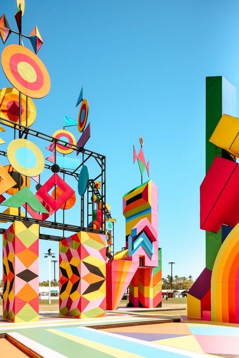 morag myerscough's kinetic installation enlivens coachella desert Morag Myerscough, Kinetic Installation, Dancing In The Sky, Interactive Artwork, Coachella 2024, Light Structure, Music Project, Art Beat, Coachella Valley Music And Arts Festival