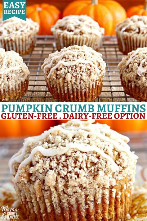 Gluten Free Apple Recipes, Gluten Free Pumpkin Muffins, Crumb Muffins, Dairy Free Pumpkin, Pan Sin Gluten, Apple Cinnamon Muffins, Cookies Gluten Free, Cinnamon Muffins, Pumpkin Recipes Dessert