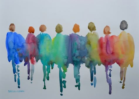 Watercolour People, Watercolor Figures, Watercolor People, Silhouette People, Arches Watercolor Paper, Watercolor Projects, Watercolour Inspiration, Painting People, Water Colours