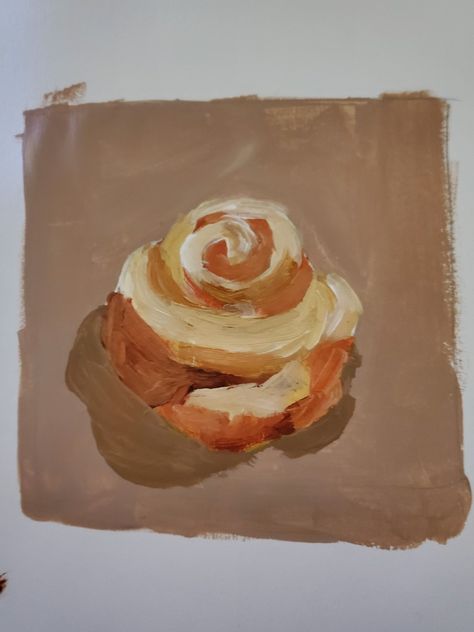 Cinnamon Roll Painting, Acrylic Painting Inspiration, Bread Roll, Acrylic Oil Painting, Cinnamon Rolls, Painting Inspiration, Art Inspo, Rolls, Acrylic Painting