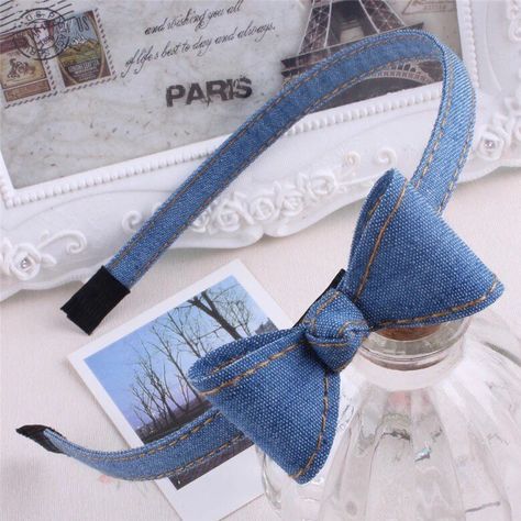 Cowboy Hair, Denim Headband, Cheap Hair Accessories, Denim Wedding, Diy Hair Scrunchies, Knotted Baby Headband, Diy Hair Accessories Ribbon, Baby Hair Bands, Toddler Bow