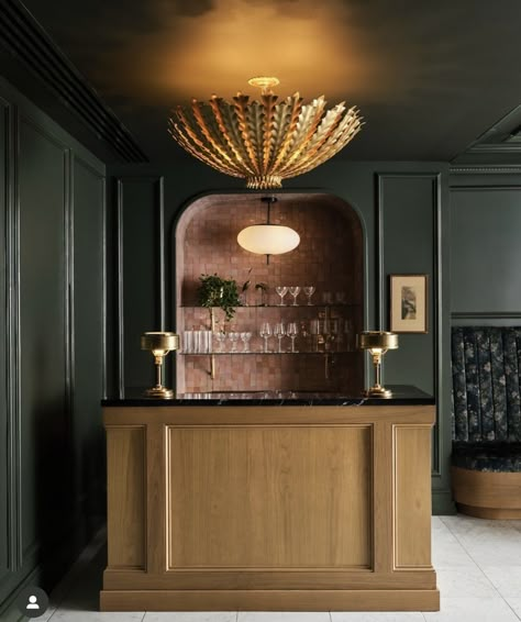 Wet Bar Inspiration, Luxury Hotels Lobby, Library Bar, Hotel Lobby Design, Hotel Lobbies, Green Bar, Bar Inspiration, Bar Interior Design, House Bar