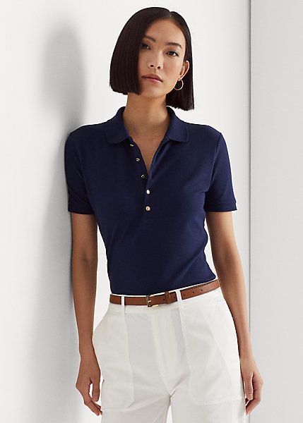 Blue Polo Shirt Outfit Women, Women Polo Shirt Outfit, Blue Tshirt Outfit, Polo Outfits For Women, Polo Shirt Outfit Women's, Polo Shirt Outfits, Polo Outfit, Navy Polo Shirt, Polo Women