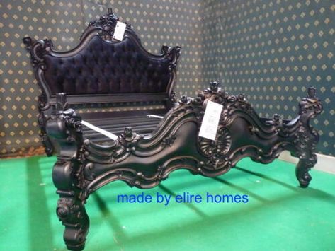 classicfurnitureuk.co.uk Find many great new & used options and get the best deals for EU Queen 160x200cm Chatelet® Bed Gothic Matt BLACK French chesterfield style at the best online prices at eBay! Free shipping for many products! Baroque Bed, French Style Bedroom Furniture, Ornate Bed, French Style Bedroom, Rococo Furniture, Modern Baroque, Baroque Furniture, Black Bedroom Furniture, Gothic Furniture