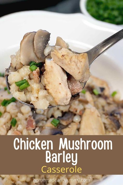 Baked Chicken Mushroom, Mushroom Barley Stew, Barley Casserole, Barley Stew, Mushroom Barley, Barley Risotto, Barley Recipe, Favorite Casseroles, Favorite Recipes Chicken