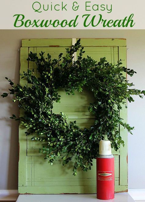 Learn how to make a super quick and easy boxwood wreath. And did I mention it is cheap? It includes a video too!!! Perfect for the holidays, yet looks great any time of the year. Crafts For Teens To Make, Boxwood Wreath, Christmas Garden, Wreath Tutorial, Farmhouse Wreath, Dollar Store Crafts, Winter Wreath, Spring Crafts, Diy Wreath