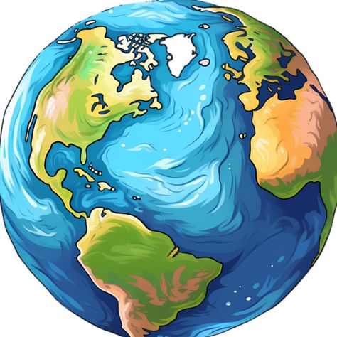 Globe clipart with continent and ocean element. Blue earth detail illustration. AI Generative Image The Globe Earth, Cartoon World Globe, Globe Design Graphic, World Pictures Globe, Earth Illustration Art, How To Draw Earth, Earth Reference, Planet Earth Illustration, Blue Environment