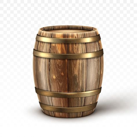 Realistic wooden barrel for wine or beer | Free Vector #Freepik #freevector #wooden-barrel #wine-barrel #beer-barrel #wine-cellar Barrel Ideas, Beer Illustration, Beer Icon, Beer House, Oil Barrel, Beer Barrel, Beer Advertising, Oktoberfest Beer, Beer Pub