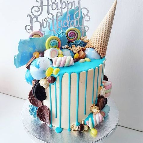 11th Birthday Cake Boy, Blue Drip Cake, Liverpool Cake, Ocean Cake, Boys First Birthday Cake, Blue Birthday Cakes, Candy Birthday Cakes, Blue Drip, Cake Boy