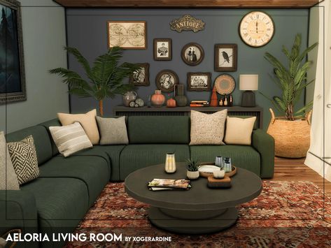 The Sims Resource - Aeloria Living Room (TSR only CC) Mod Living Room, Living Room Sims 4, Sims 4 Cc Furniture Living Rooms, Olive Sofa, Sims 4 Kitchen, Resource Furniture, Mod Furniture, Sims 4 Bedroom, The Sims 4 Packs