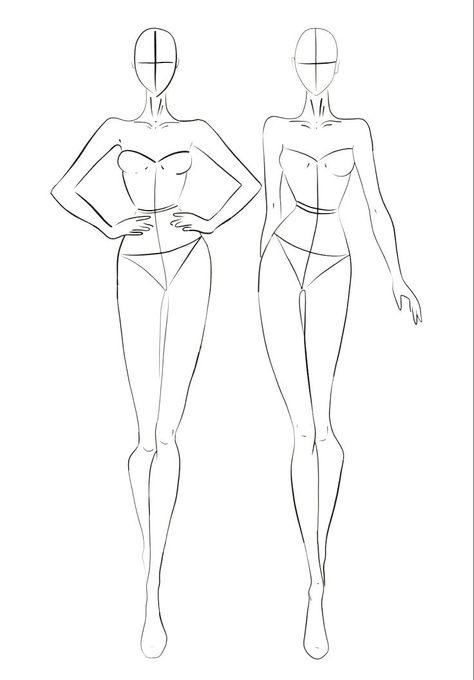 Fashion Illustration Template, Fashion Sketchbook Inspiration, Fashion Model Drawing, Croquis Fashion, Fashion Figure Templates, Fashion Illustration Poses, Fashion Model Sketch, Drawing Female, Drawing Female Body