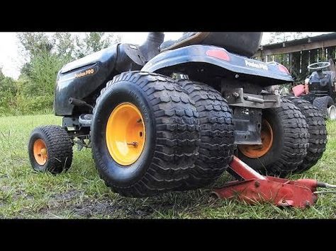 How to Put Dualie Tires on a Mower - YouTube Tractors Pictures, Electric Riding Lawn Mower, Lawn Mower Racing, John Deere Garden Tractors, Craftsman Riding Lawn Mower, Garden Tractor Attachments, Lawn Mower Maintenance, Yard Tractors, Lawn Mower Tires