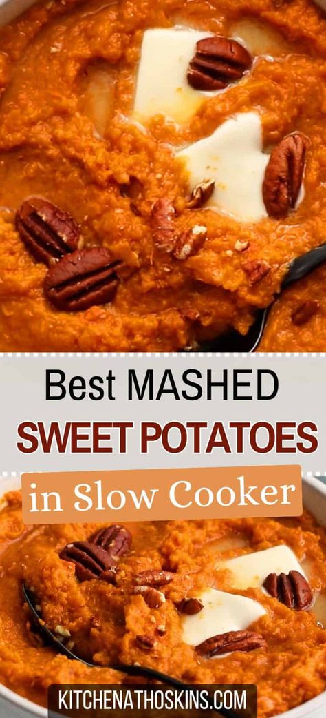 Sweet Potatoes In Crockpot, Mashed Sweet Potato Recipe, Sweet Potatoes With Brown Sugar, Sweet Potato Recipes Mashed, Mashed Sweet Potato, Sweet Potato Side Dish, Sweet Potato Sides, Slow Cooker Sweet Potatoes, Sweet Potato Recipe