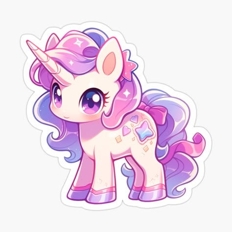 Kawaii Unicorn Drawing, Unicorn Character Design, Chibi Unicorn, Kawaii Candy, Funny Vinyl Decals, Unicorn Drawing, Unicorn Magic, Easy Doodle, Unicorn Pictures