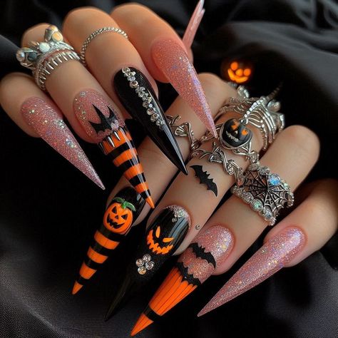 Fierce from head to claws 😼💋💅 These Halloween nails are ready to haunt in style 🎃👻 . . . . . . 💅 Drop a Comment... . . . . . . . Following @halloween.pumpkin.queenx 👻💋🎃 . . . . . . . . . . #halloweennails #halloween #halloweennaildesigns #halloweennails #halloweennailart #spookyseason #spookynails #spookynails👻🎃 #halloween🎃 #halloweennails #nailsart #naildesigns #allhandpainted #handdrawn #halloweeniscoming #spookyseason🎃 #nailpromagazine #nailtopmaster #nailsbyvicky #honeysnailsecret #lancas... Bling Halloween Nails, Short Square Acrylic Nails, Halloween Nail Designs, Halloween Nail Art, Square Acrylic Nails, Nail Pro, Halloween Pumpkin, Halloween Nails, Trendy Fashion