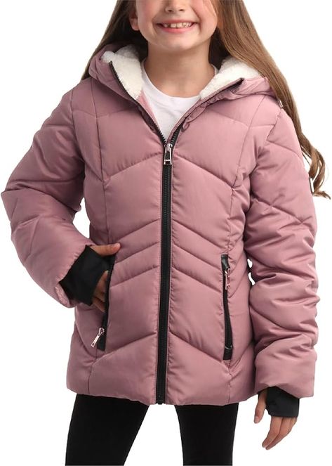 Amazon.com: DKNY Girls' Winter Coat - Sherpa Fur Lined Heavyweight Quilted Puffer Parka - Insulated Winter Ski Jacket for Girls (4-16), Size 4, Solid Black: Clothing, Shoes & Jewelry Jacket For Girls, Everyday Jacket, Bubble Coat, Pink Clothing, Puffer Parka, Dusty Rose Pink, New York Life, Amazon Favorites, Black Clothing