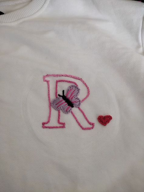 Customized work name initial on hoodie R Initial, Art Inspo, Initials, Sewing, Quick Saves, Art