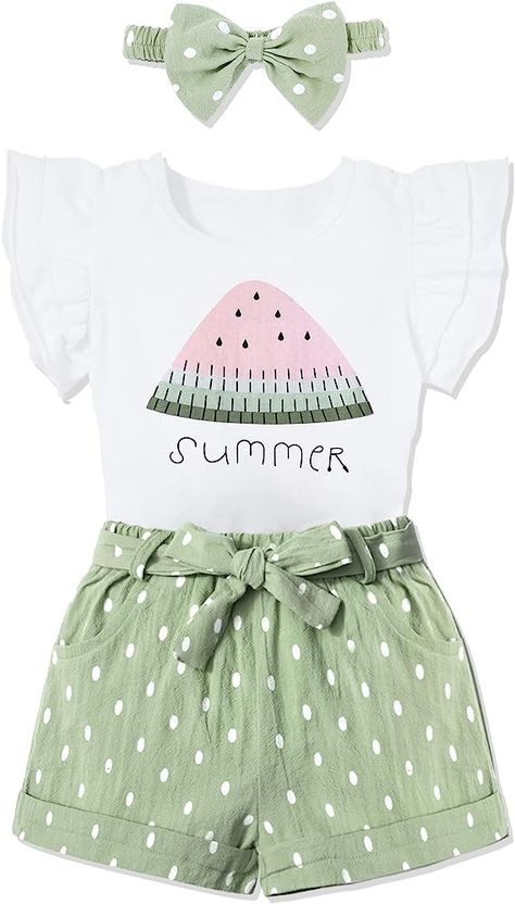 Toddler Girl Outfits Summer, Cute Pajama Sets, Summer Watermelon, Cute Pajamas, Girls Summer Outfits, Girls Clothing Sets, Baby Skin, T Shirt And Shorts, Toddler Girl Outfits