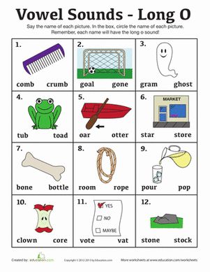 What do globe, coal, and coat have in common? They all have the long o sound. Review the long o sound and practice reading long o words with your first grader with help from this phonics worksheet. #educationdotcom Writing Worksheets Kindergarten, Long Vowel Worksheets, First Grade Words, Cvc Words Kindergarten, Long Vowel Sounds, Vowel Worksheets, O Words, Long Vowel, Tricky Words