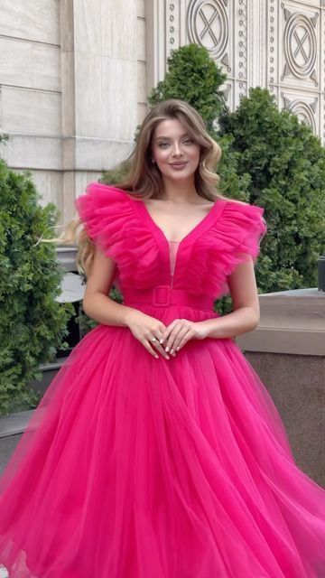 Barbie Dress Ideas For Women, Barbie Frocks For Women, Pink Frocks For Women, Barbie Gowns For Women, Party Frocks For Women, Net Frocks For Women, Pink Net Dress, Net Gown Designs, Net Dress Design