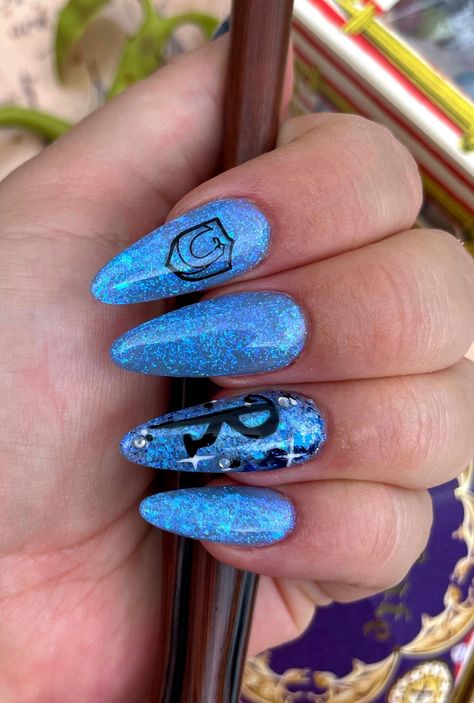 Magical ravenclaw harry potter nails @smnailsandlashes Ravenclaw Nails, Harry Potter Nails Designs, Ravenclaw Scarf, Ravenclaw Harry Potter, Watermelon Nail Designs, Potter Nails, Harry Potter Nail Art, Harry Potter Nails, Watermelon Nails