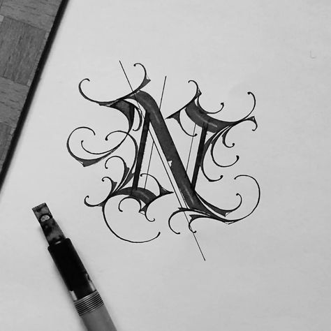 N Font, Tattoo Lettering, Black Letter, Malang, Tattoo Designs, Calligraphy, Sketch, Tattoos, On Instagram