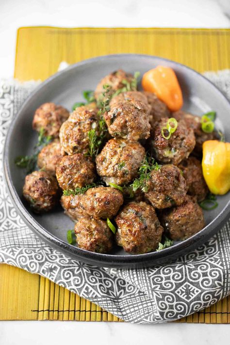 This jerk turkey meatball recipe bursts with the flavors of fresh ginger and allspice. Serve these juicy meatballs with or without dipping sauce as an appetizer or part of a quick dinner. Jerk Meatballs, Jerk Turkey, Jerk Marinade, Turkey Meatball, Turkey Meatball Recipe, Meatball Recipe, Jerk Seasoning, Easy Meatloaf, Habanero Peppers