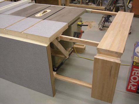 table saw bench plans | Folding; Sliding; Table Saw Extension Wing - by screwge @ LumberJocks ... Table Saw Extension, Sliding Table Saw, Woodworking Table Saw, Table Saw Jigs, Diy Table Saw, Woodworking Saws, Sliding Table, Woodworking Bench Plans, Serra Circular