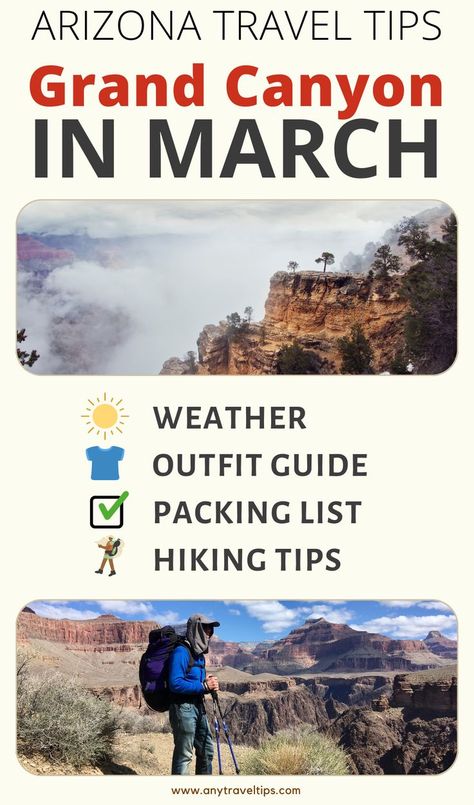 Outfits For Vegas In March, Grand Canyon Packing List, Grand Canyon In March, Arizona Packing List, Grand Canyon Outfit, Outfits For Vegas, March Weather, Grand Canyon Vacation, Grand Canyon Tours