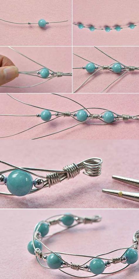 Learn how to make #wire wrapped #bracelet with #Beebeecraft Jewel Makeup, Jewel Hair, Wrapped Bracelets, Styling Jewelry, Vintage Jewelry Diy, Nail Makeup, Diy Jewelry To Sell, Diy Jewelry Rings, Jewelry Styling