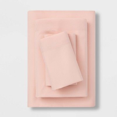 Read reviews and buy King Microfiber Solid Sheet Set Blush - Room Essentials™ at Target. Choose from contactless Same Day Delivery, Drive Up and more. Ucla Dorm, Sage Cottage, Boho Teepee, Dorm Room Necessities, Twin Xl Sheets, Mint Rooms, Light Grey Leggings, Shop Bedding, Metal Room