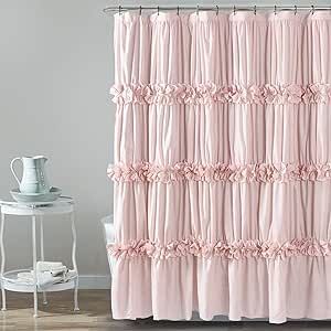 Ruffle Shower Curtain, Rooms Decoration, Pink Shower Curtain, Ruffle Shower Curtains, Floral Bathroom, Bath Curtain, Lush Decor, Casa Vintage, Bathroom Curtain