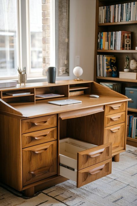 Discover 43 innovative desk with drawers ideas for 2025! From floating and butcher block styles to DIY solutions, maximize storage and enhance organization in your bedroom or office. Explore modern, vintage, and multi-functional desk designs now! Drawers Ideas, Functional Desk, Maximize Storage, Stylish Desk, Block Style, Space Saving Solutions, Smart Storage, Desk Design, Desk With Drawers