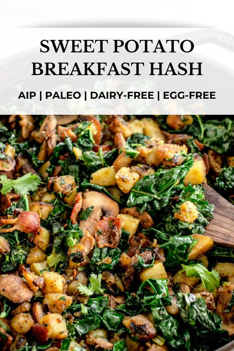 Aip Sweet Potato, Aip Appetizers, Sweet Potato Hash Recipe, Autoimmune Diet Recipes, Aip Diet Recipes, Bacon Kale, Breakfast Hash Recipes, Aip Breakfast, Autoimmune Recipes