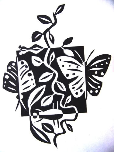 Butterflies & Leaves Jennifer Gould Designs      Grass Monster Jennifer Gould Designs                                               www.Je... Notan Drawing, Notan Art, Negative Space Art, Art Spatial, High School Art Projects, 8th Grade Art, Middle School Art Projects, 6th Grade Art, 4th Grade Art