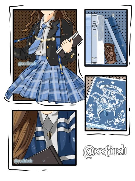 Ravenclaw Fanart, Ravenclaw Art, Ravenclaw Oc, Ravenclaw Girl, Hogwarts Founders, Ravenclaw Pride, Glume Harry Potter, Ravenclaw Aesthetic, Whimsical Art Journal