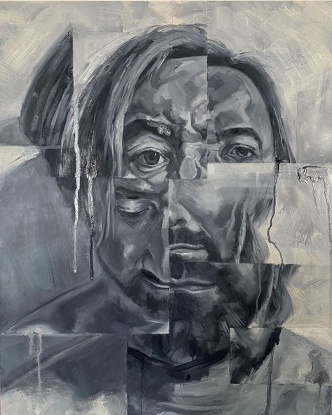 Troy Stuart on Instagram: “Self portrait² WIP #selfportrait #cubism #photocollage #oilpainting #painting #artistsoninstagram #monochrome #monochromatic #portrait…” Troy Stuart, Monochrome Art Painting, Fragment Art, Cubism Portrait, Monochromatic Portrait, College Help, Distortion Art, Monochrome Portrait, Monochromatic Painting