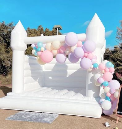 Bounce House Birthday Party, White Bounce House, Jump House, Bounce House Birthday, Bouncy House, Bouncy Castle, Bounce House, Outdoor Wedding Ceremony, Party Rentals